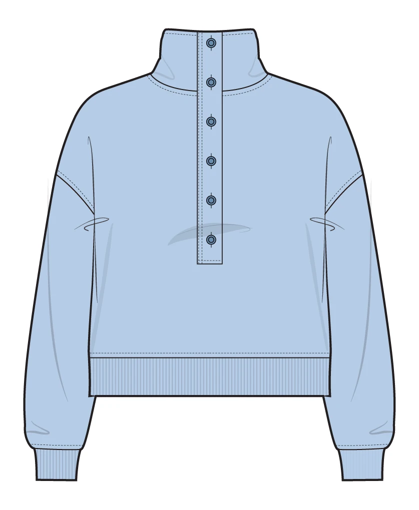 Pullover sketch already filled with blue color.
