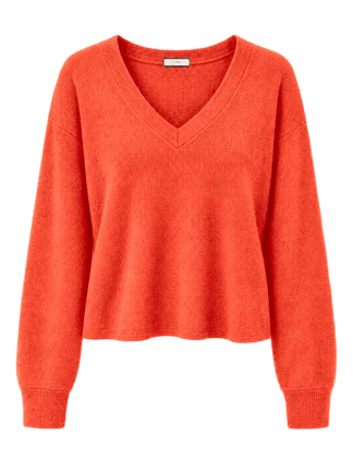 LTWR V-neck knit sweater recolored coral red