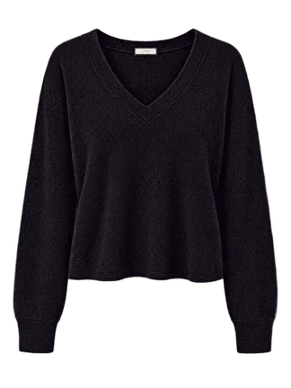 LTWR V-neck knit sweater recolored near black