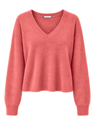 LTWR V-neck knit sweater recolored rose pink