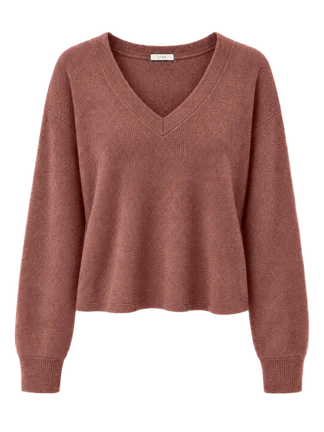 LTWR V-neck knit sweater recolored warm brown