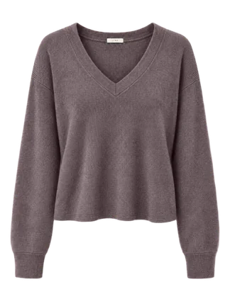 LTWR V-neck knit sweater recolored taupe