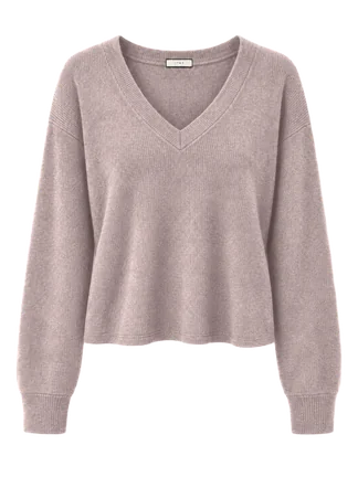 LTWR V-neck knit sweater recolored pale rose