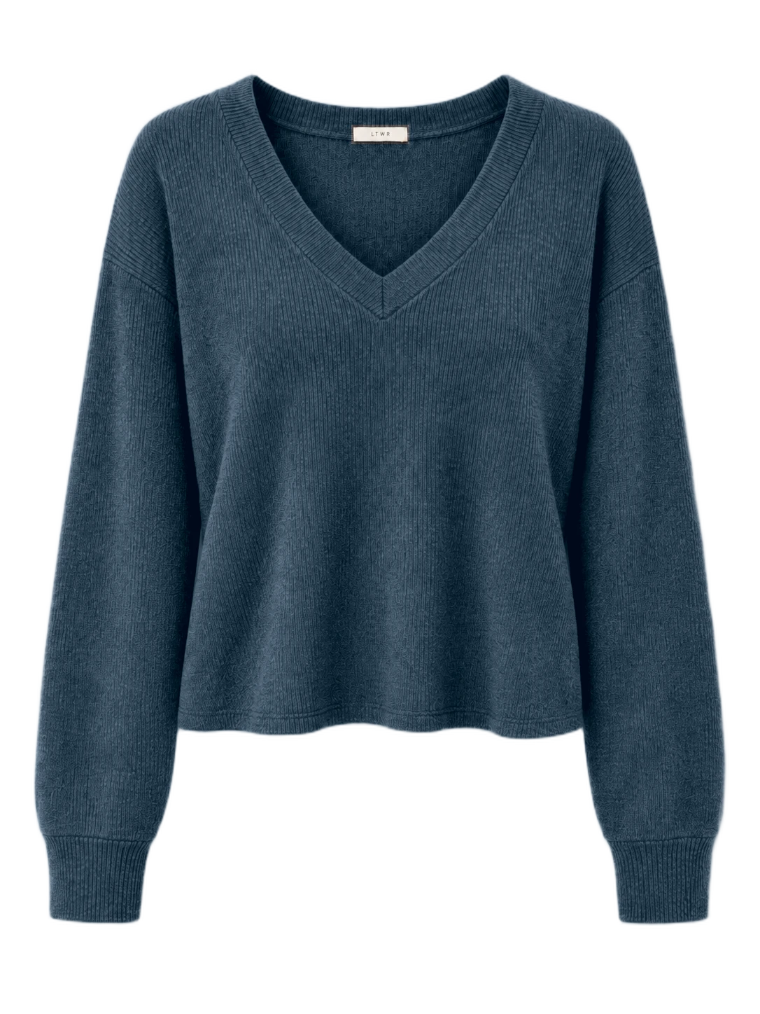 LTWR V-neck knit sweater recolored navy blue