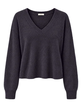 LTWR V-neck knit sweater recolored charcoal