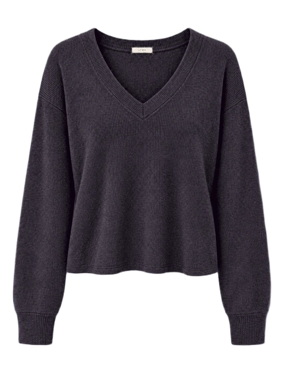 LTWR V-neck knit sweater recolored charcoal