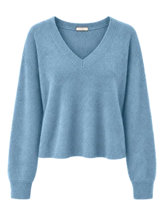 LTWR V-neck knit sweater recolored light blue