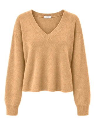 LTWR V-neck knit sweater recolored sand