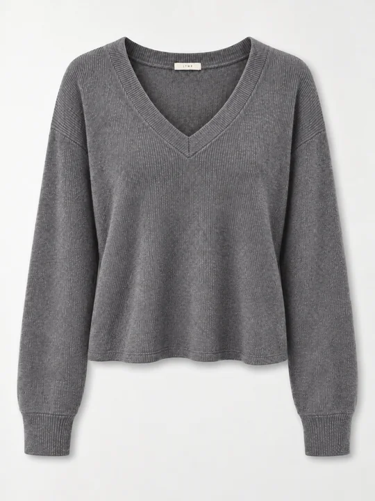 Original charcoal LTWR V-neck knit sweater product photo