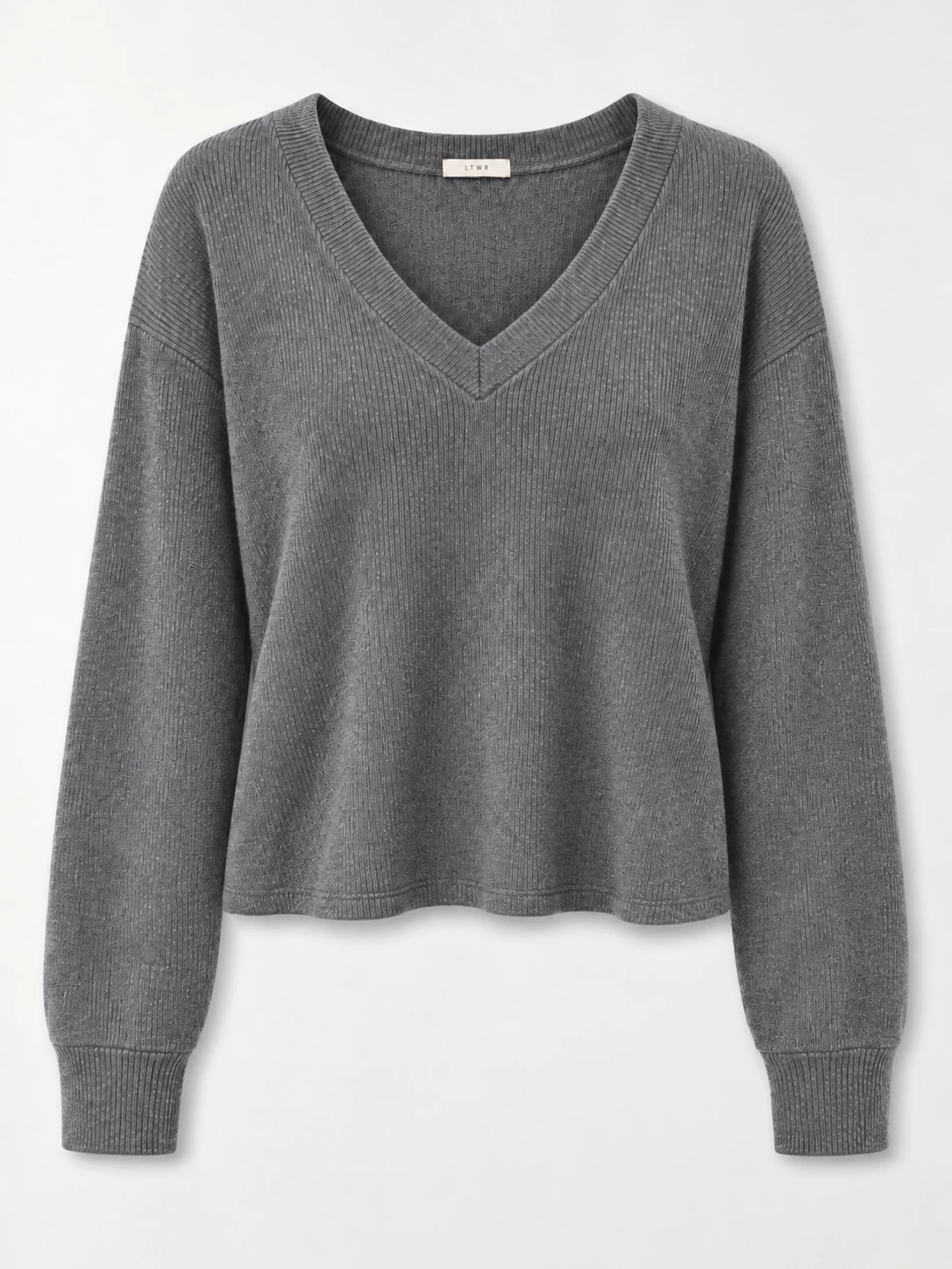 Original charcoal LTWR V-neck knit sweater product photo